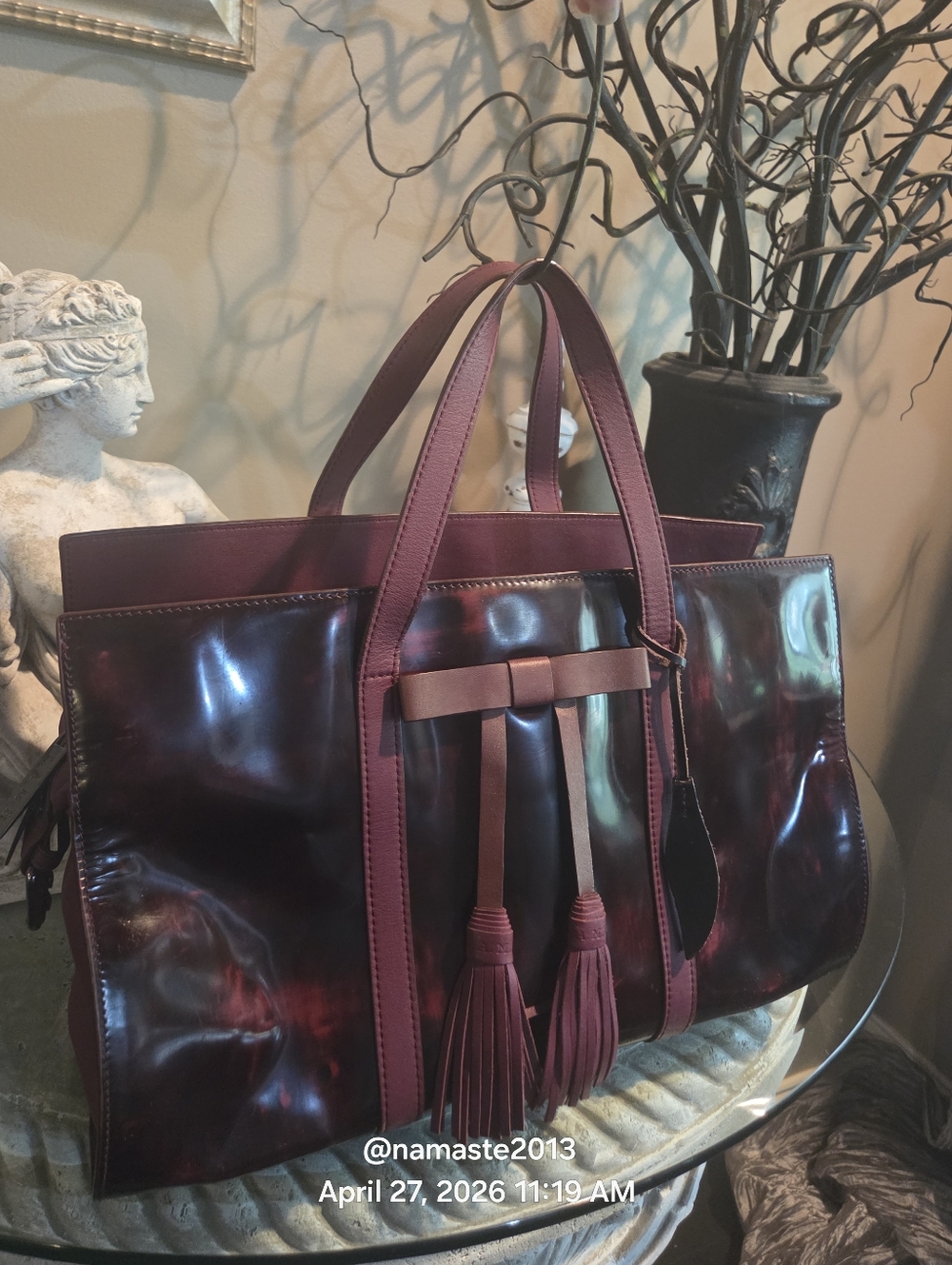 L.A.M.B. Gwen Stefani Addette Leather Handbag Leather Designer Marble #197